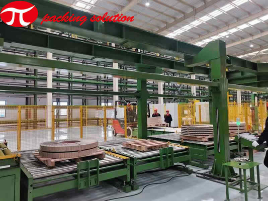 Horizontal Copper Coil Packing Line 380V With Tumstile ,Wrapping Machine And Stacking System