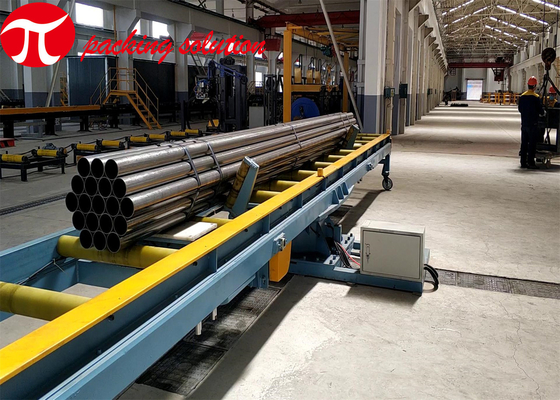 Blue Horizontal Steel Tube Packing Machine 1.5kw 1m/Min 90r/Min Precise Positioning