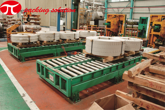 Easy Operation Automatic Vertical Steel Coil Packaging Line With Coil Stacking & Tilting System