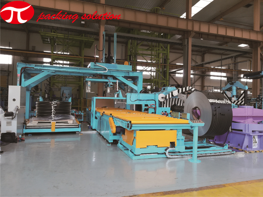 High Effciency Horizontal Steel Coil Packing Line 800mm-1500mm OD With Automatic Loading System