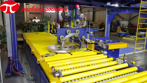 PLC Steel Coil Packaging Line OD 800mm 1400mm With Double Stacking System