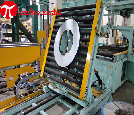 Customized  Steel Coil  Wrapping Line 800mm OD Horizontal Type Reasonable And Compact Layout
