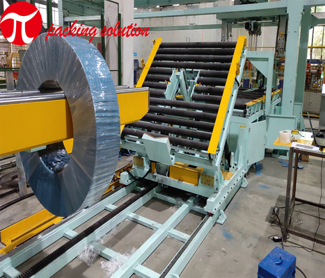 Customized  Steel Coil  Wrapping Line 800mm OD Horizontal Type Reasonable And Compact Layout