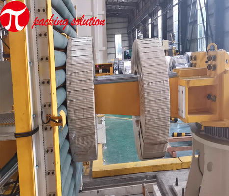 Stretch Film Steel Coil Wrapping Line ID 508mm Labor Saving