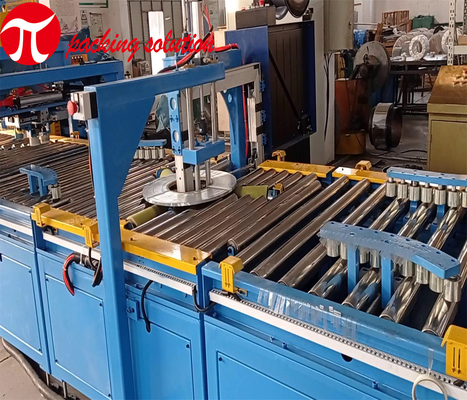 Ring Running Steel Coil Packing Machine For Various Metal Coil Packaging 2.5/Min Roller Speed