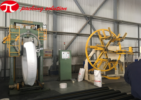 Vertical Stretch Film PVC Pipe Packing Machine 3.0kw Electric Coil Spiral Packing Machine
