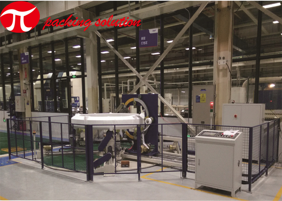 3m/Min Horizontal Knit Tape Large Size Bearings Stretch Wrapping Machine 3kw PLC Control