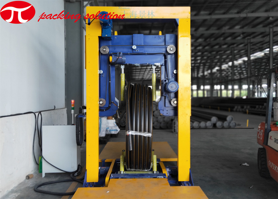 Automatic Plastic Cable Packing Machine , Pipe Coil Wrapper 50r/Min 50mm Material ID