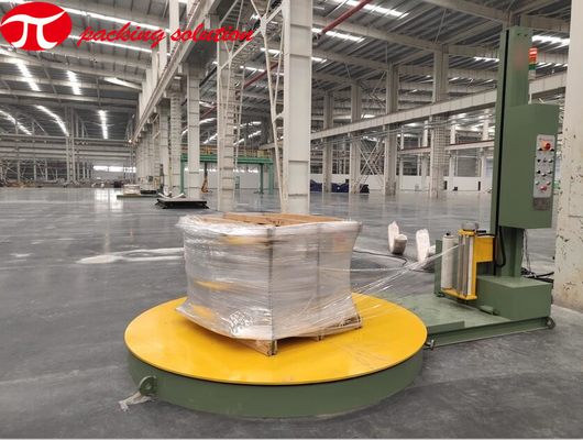 Blue Automatic Pallet Wrapper Machine With Action Bottons ID 76mm Width 500mm 2000kgs