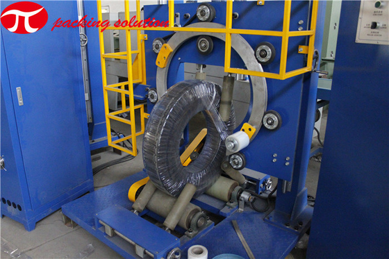 Motorcycle Tyre Compound Paper Wrapping Machine , Vertical Orbital Stretch Wrapper 610mm ID