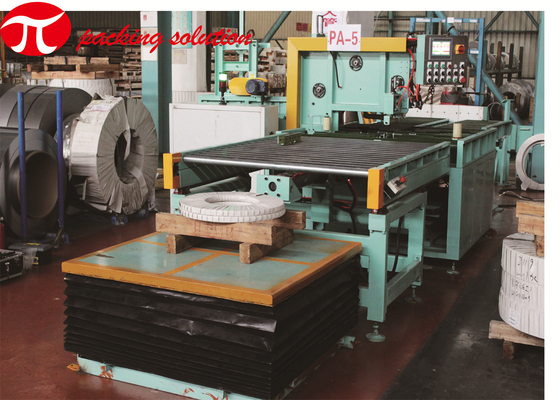 Automatic Electrical Control Cabinet Rolled Steel Coil Packing Machine With Trolley