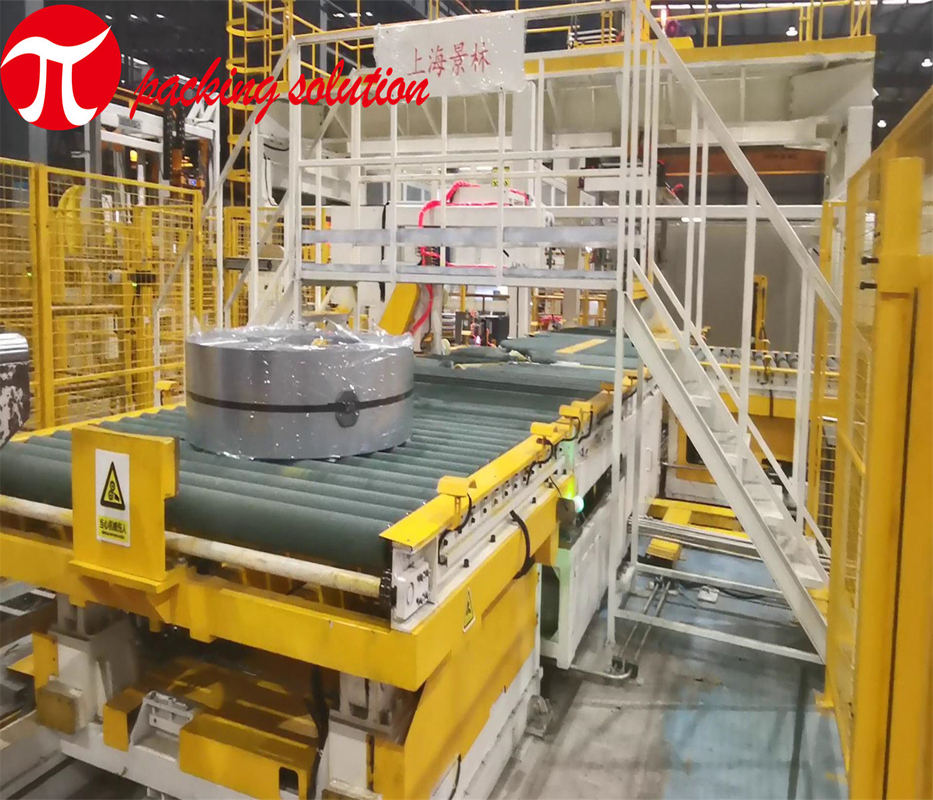 Stretch Film Steel Coil Wrapping Line ID 508mm Labor Saving