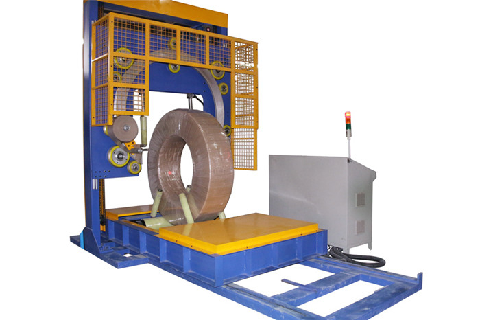 Automatic Vehicle Tire Packing Machine Heavy Loading GD600 7.5KW With Trolley
