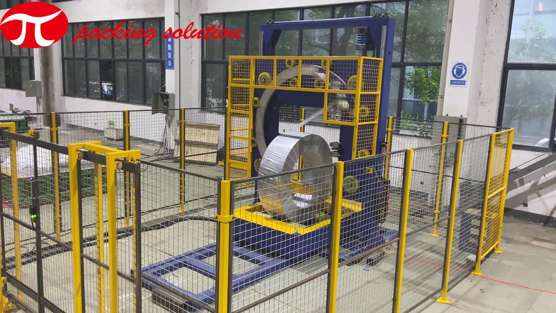 Jumbo Aluminium Coil Automatic Stretch Wrapping Machine PLC Control 700-2000mm Width