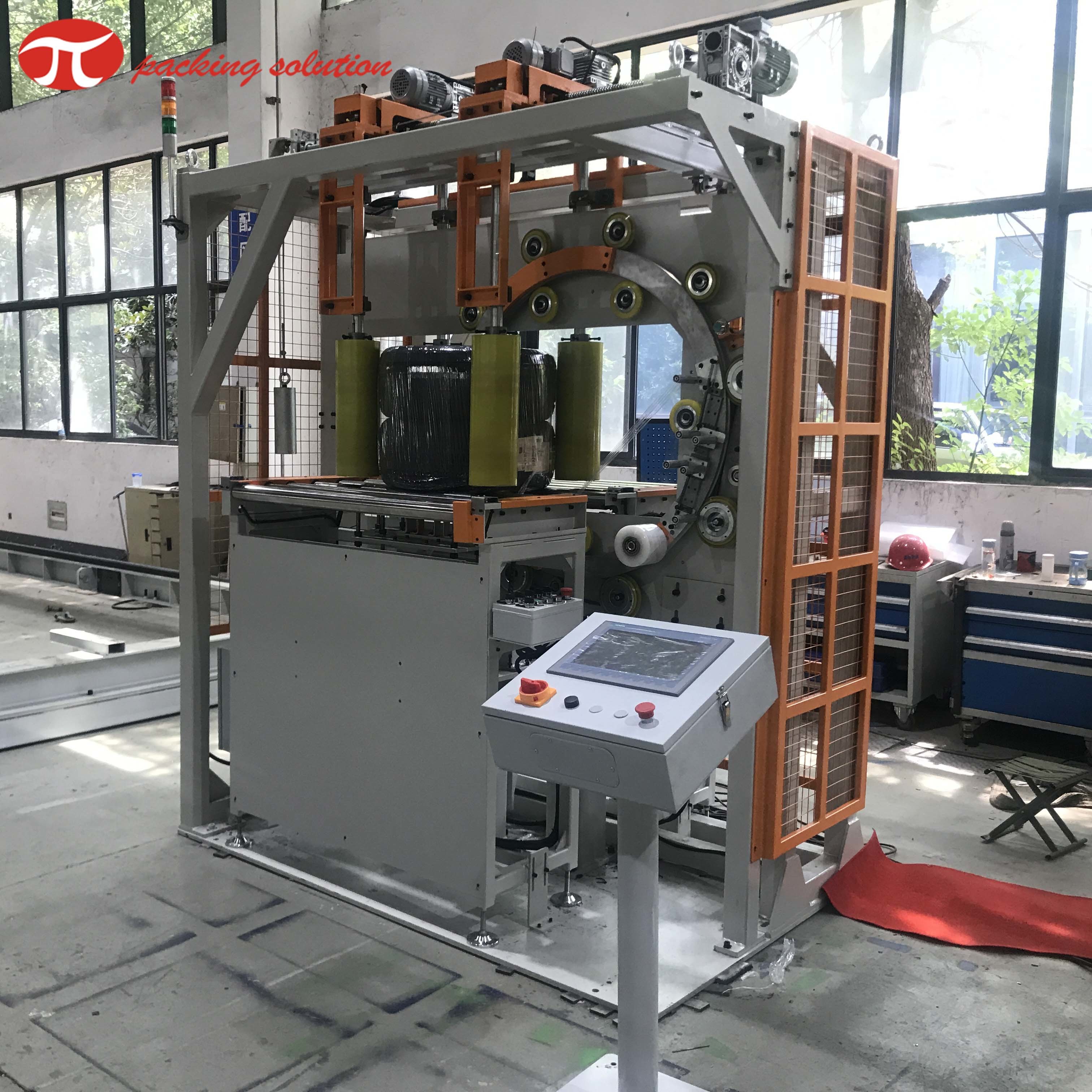 3Kw Horizontal Tire Packing Machine 120r/Min Conveyor Line Tire Wrapping Machine