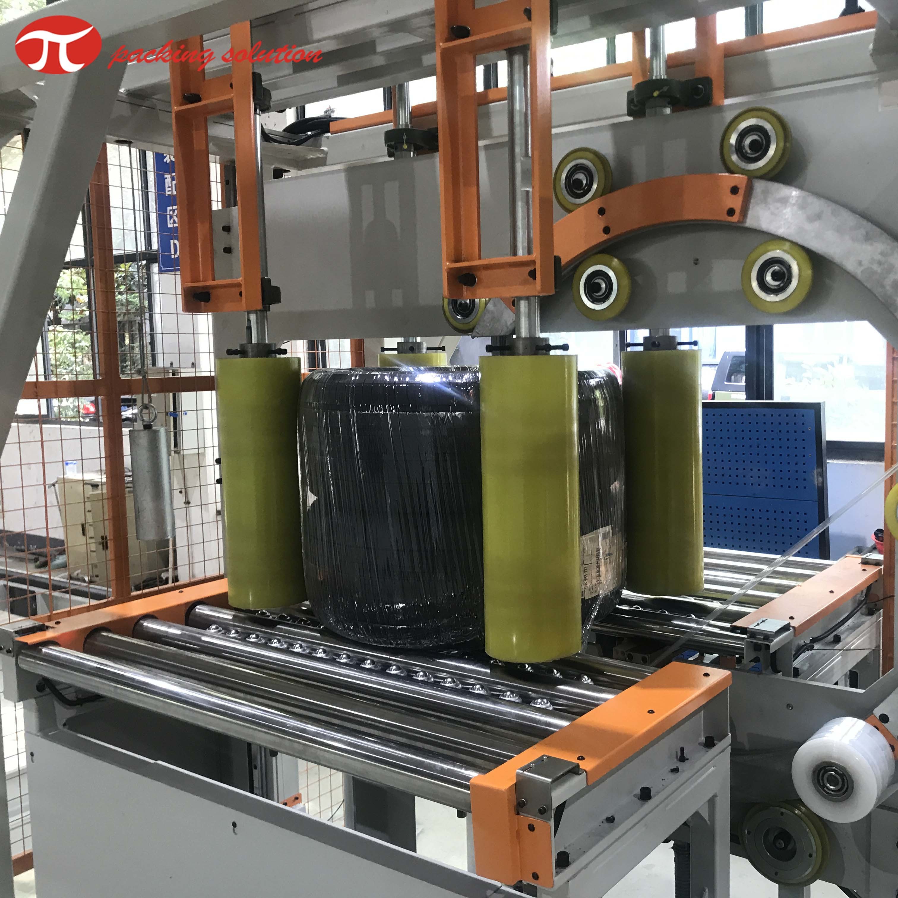 3Kw Horizontal Tire Packing Machine 120r/Min Conveyor Line Tire Wrapping Machine