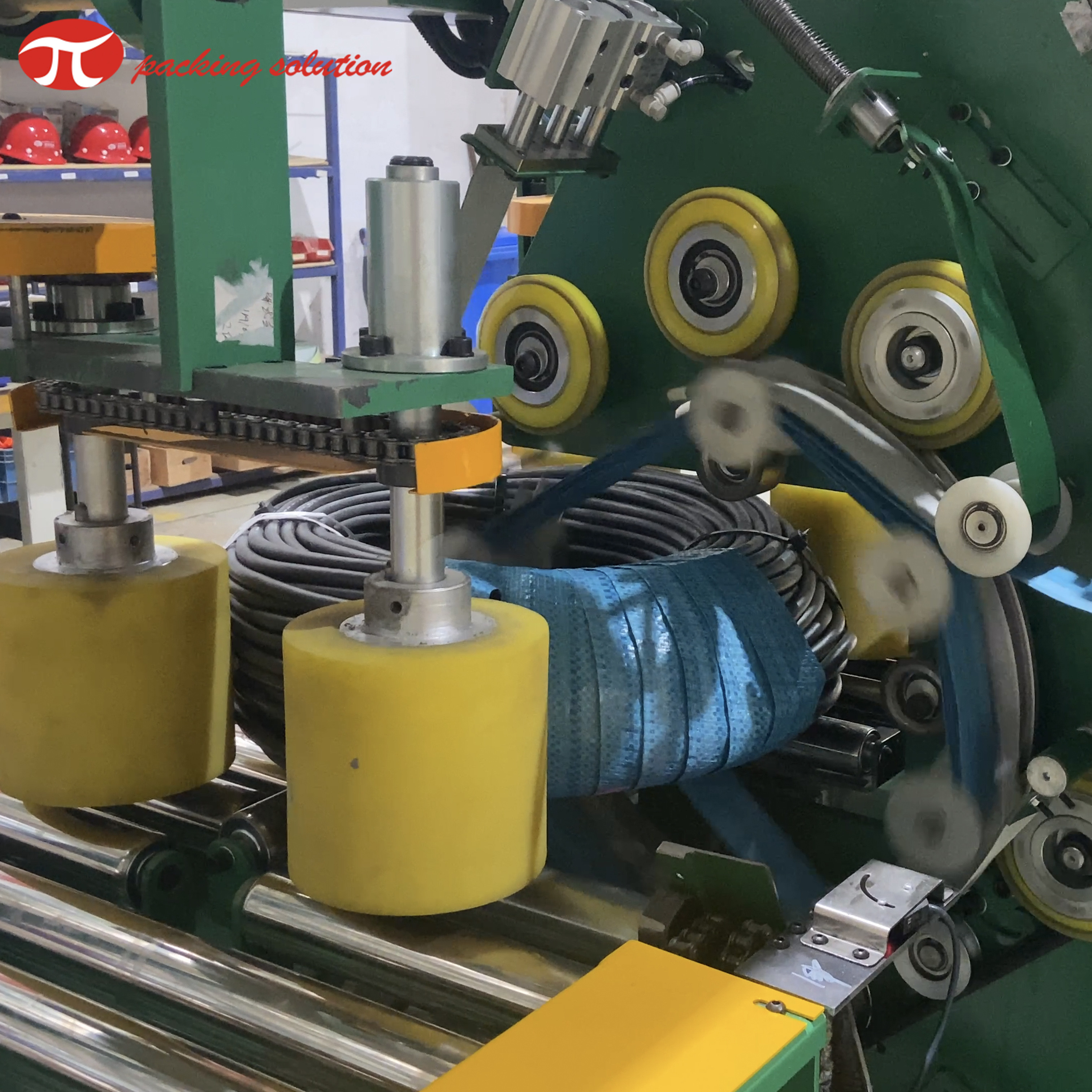 Automatic horizontal hose pipe  coil wrapping machine