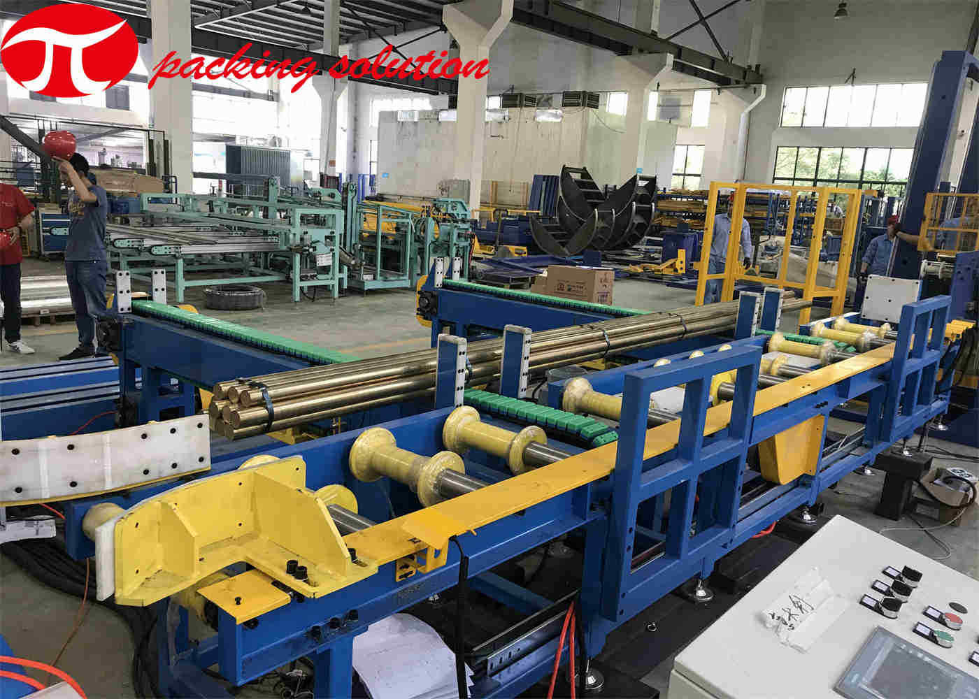 Hydraulic Copper Coil Packing Line Paper Covering Shifting Bundle Tube Packaging Machine