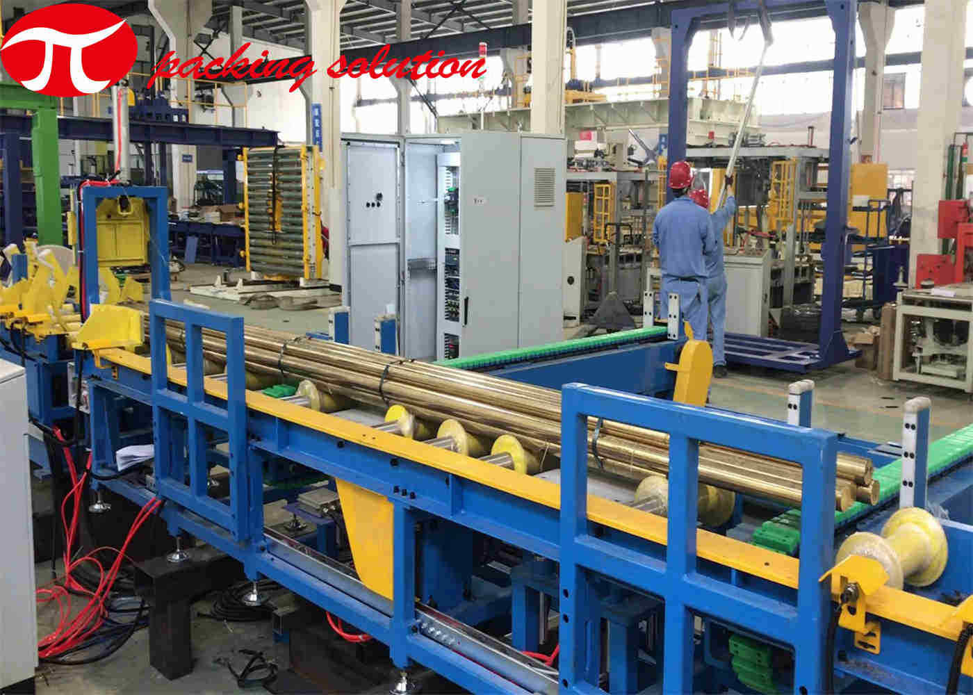 Hydraulic Copper Coil Packing Line Paper Covering Shifting Bundle Tube Packaging Machine