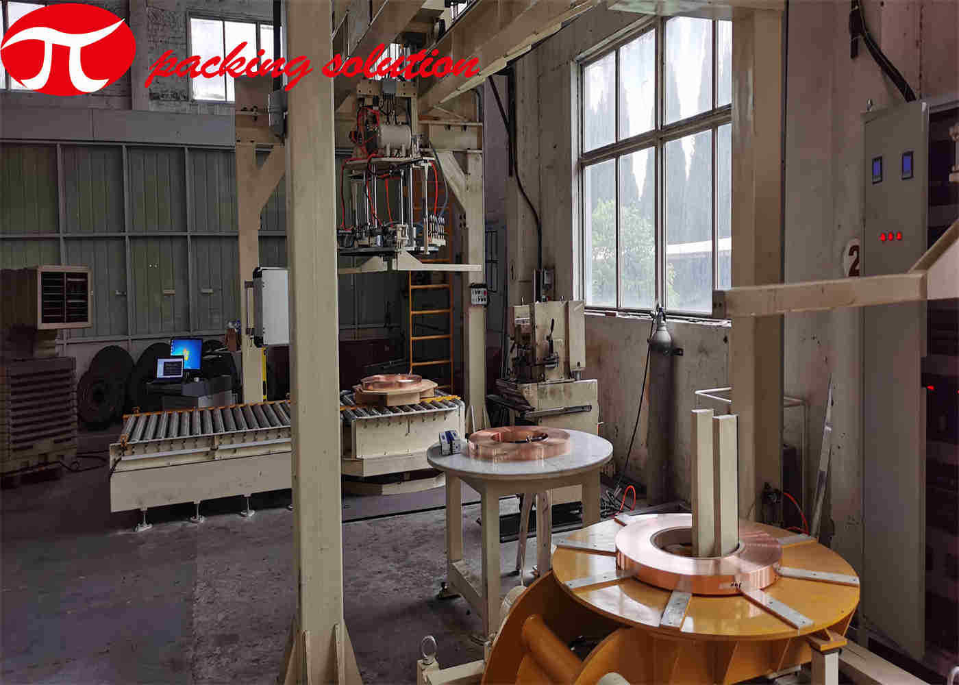 60mm Copper Coil Packing Line Multi Welding Stacking Machine