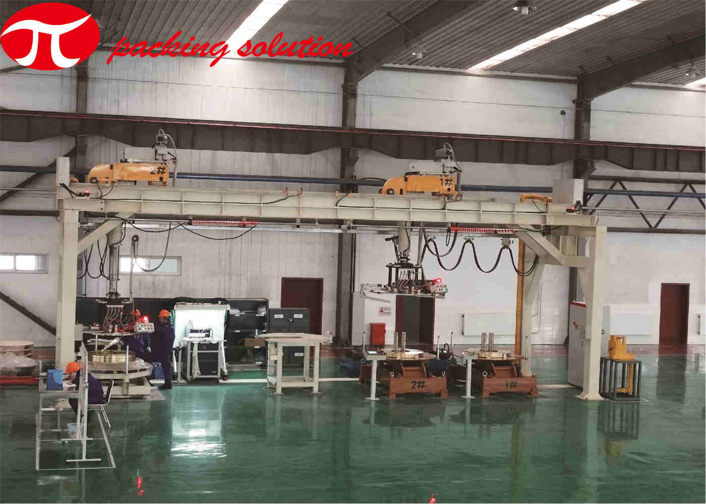 Copper Coil Packaging Line Equipment 200KG With  Circumferential Labeling And Palletizing System
