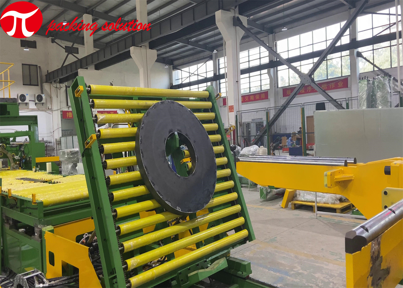 Mechanical Copper Coil Packing Line OD 1200mm Flip Stacking Tape Packaging Machine