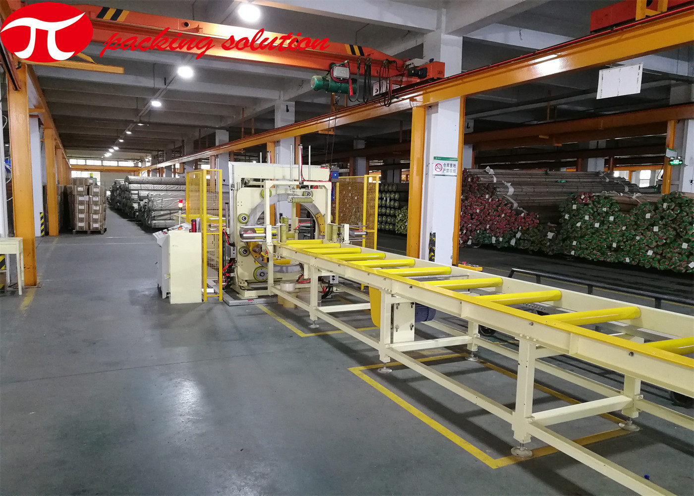 70r/Min Steel Tube Wrapping Machine , 2.4kw Orbital Film Steel Pipe Packing Machine