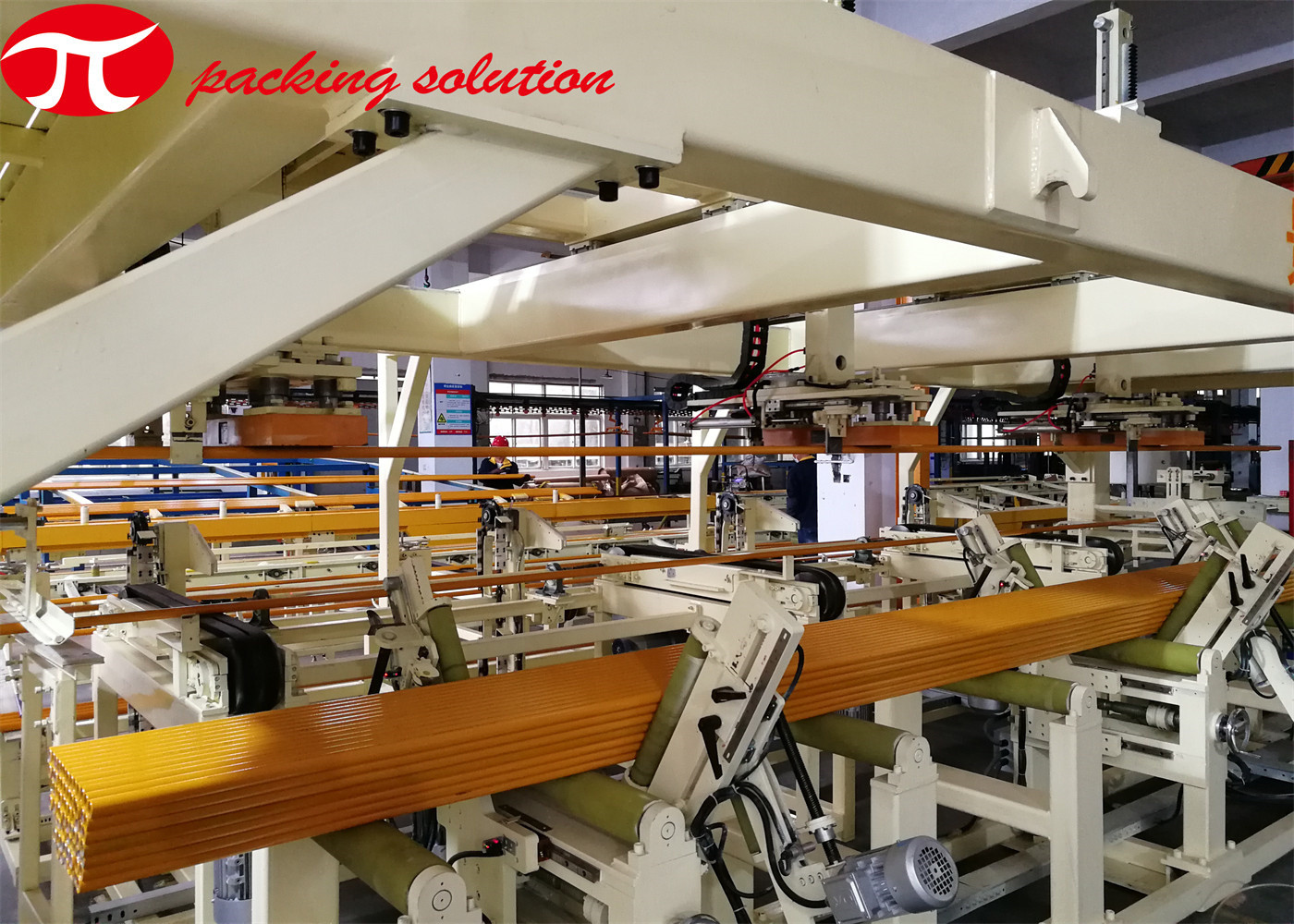 Horizontal Steel Pipe Packing Machine / Orbital Wrapper Machine PLC Control With Feeding Fixing