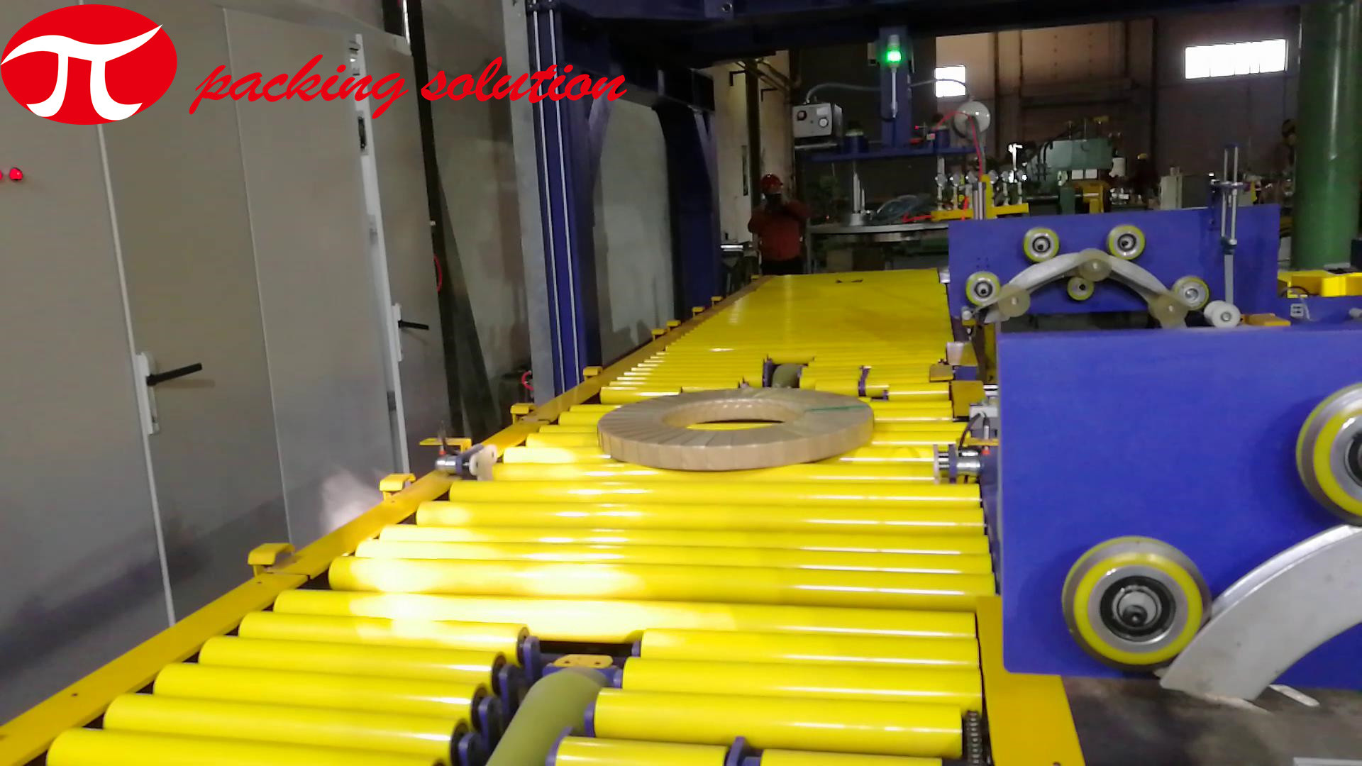 PLC Steel Coil Packaging Line OD 800mm 1400mm With Double Stacking System