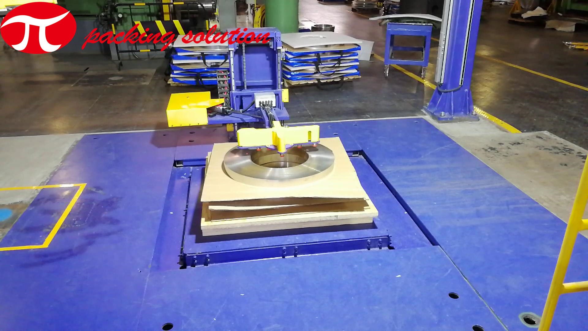 PLC Steel Coil Packaging Line OD 800mm 1400mm With Double Stacking System