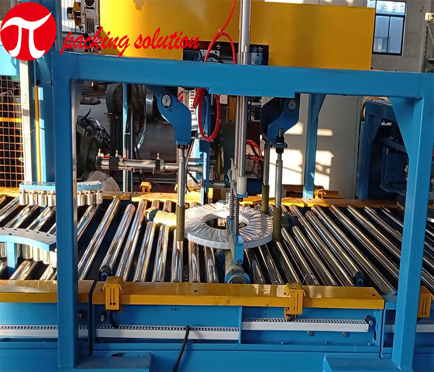 PLC Control Steel Coil Horizontal Industrial Wrapping Machine 380V 50Hz