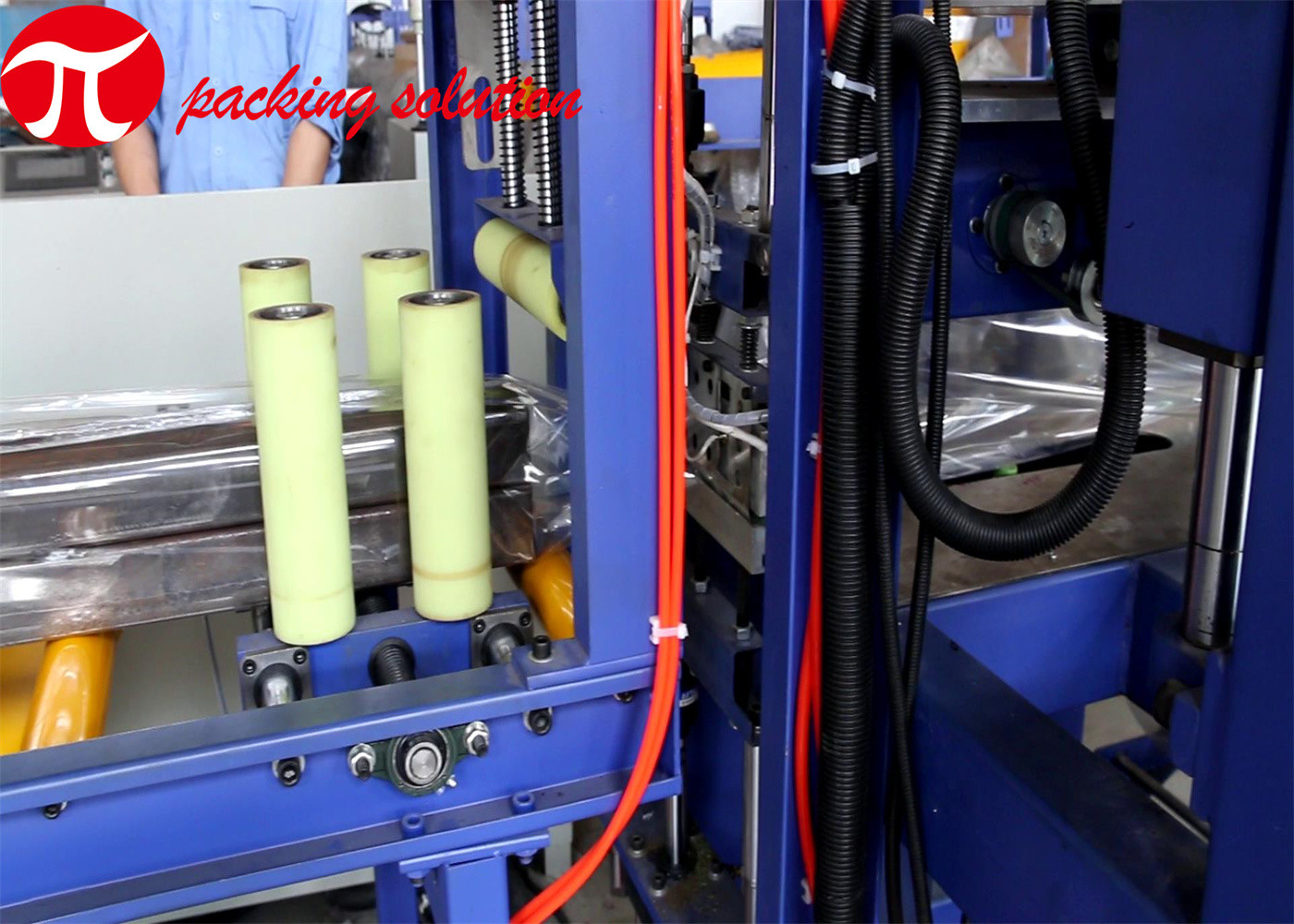 6000mm Automatic Horizontal Steel Tube Packaging Machine / Pipe Bundle Wrapping Machine