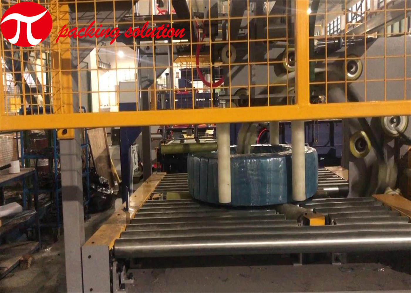 Automatic Plastic Coil Packing Machine With Circumferential Labeling Stacking System