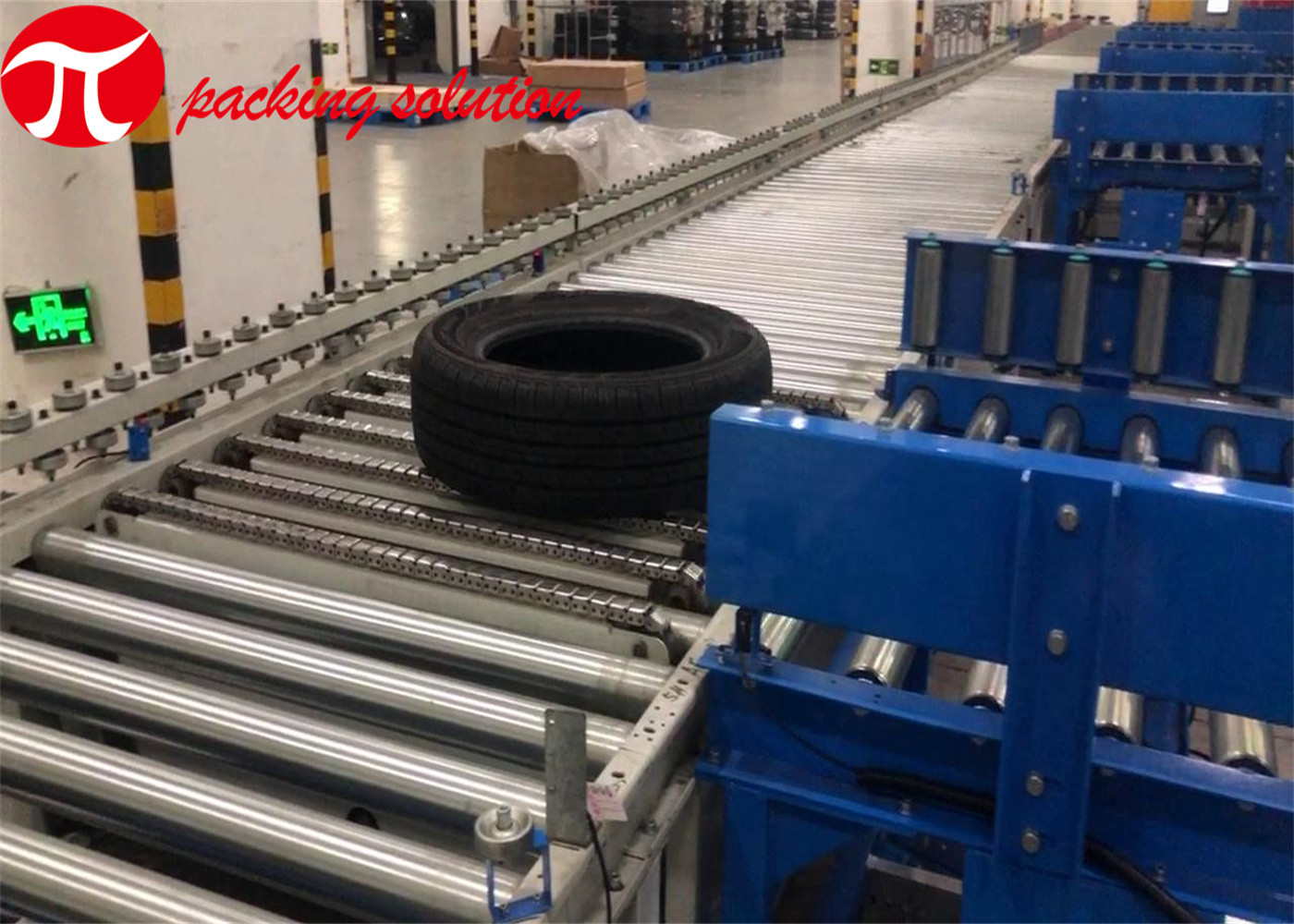 Auto Conveyor Tire Packing Machine Horizontal Stretch Wrapper Auto Infeeding 90r/min