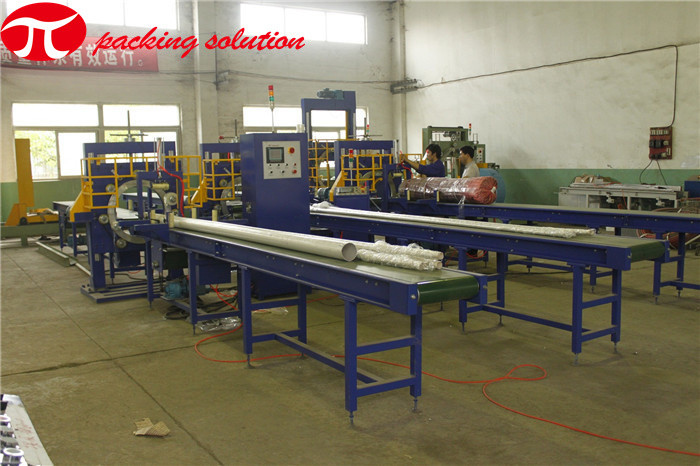 JINGLIN Panel Horizontal Wrapping Machine PLC Control 380V 10m-20m/Min Orbital Stretch Automatic Wrapper