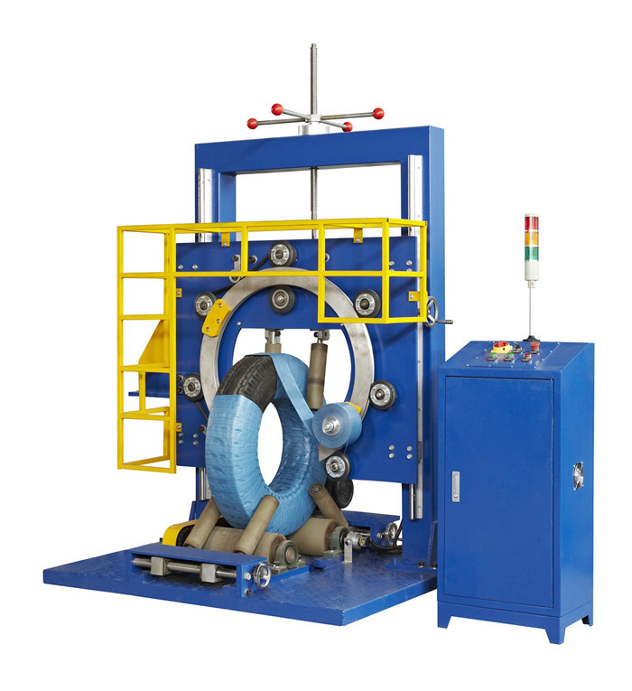 220V Vertical PLC Control Truck Tyre Wrapping Machine Car Tyre Packing Machinery GS300