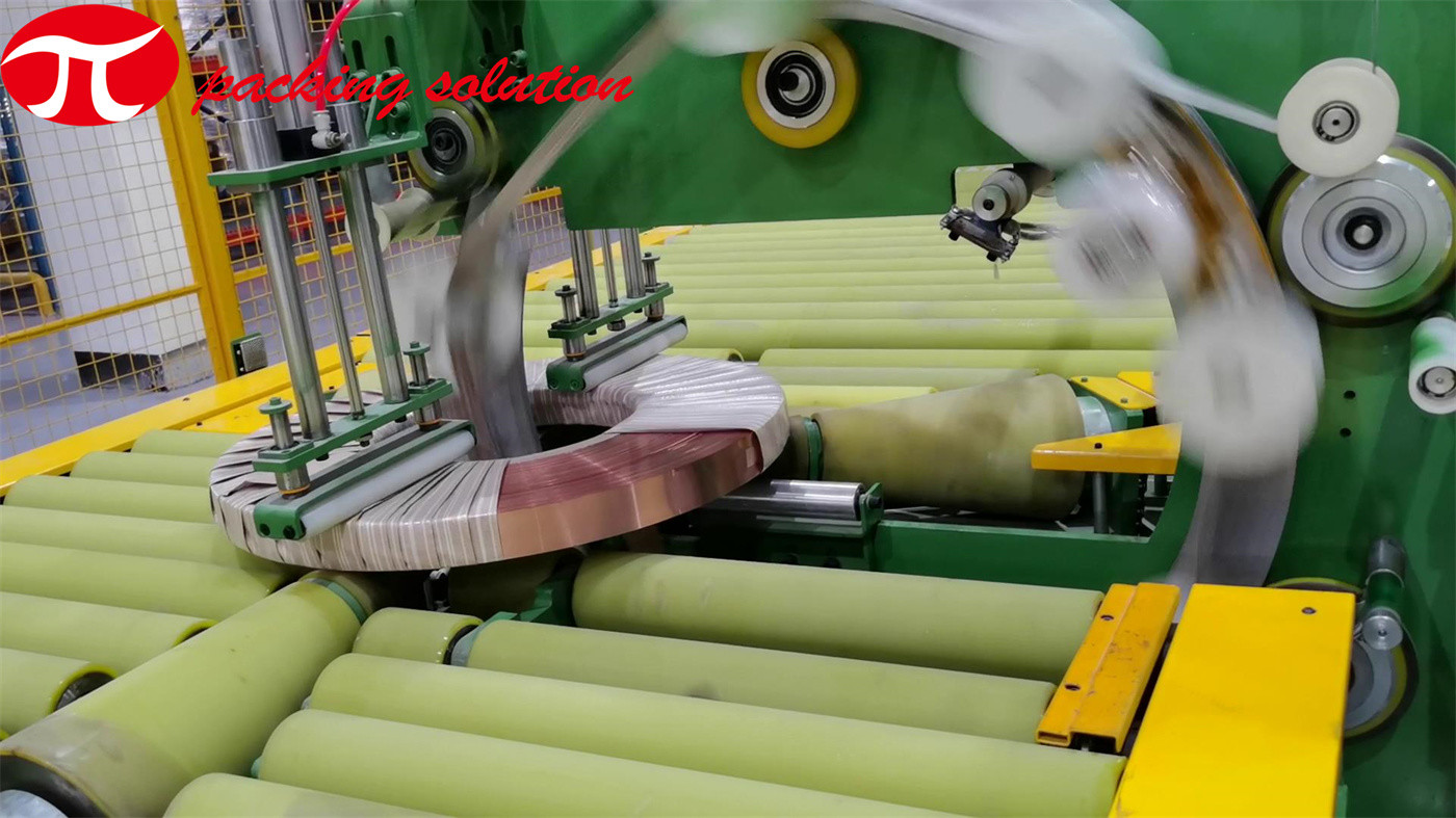 High Demand Horizontal Automatic Copper Coil Wrapping Packing Machine PLC Control Electric Driven